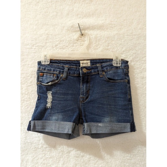 HUDSON Ruby Mid-Thigh Deborah Denim Shorts 14Dark Wash Blue‎ Folded Cuff - Picture 1 of 15